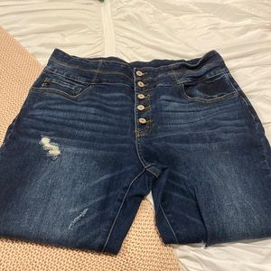 Button Fly Jeans Dark Wash